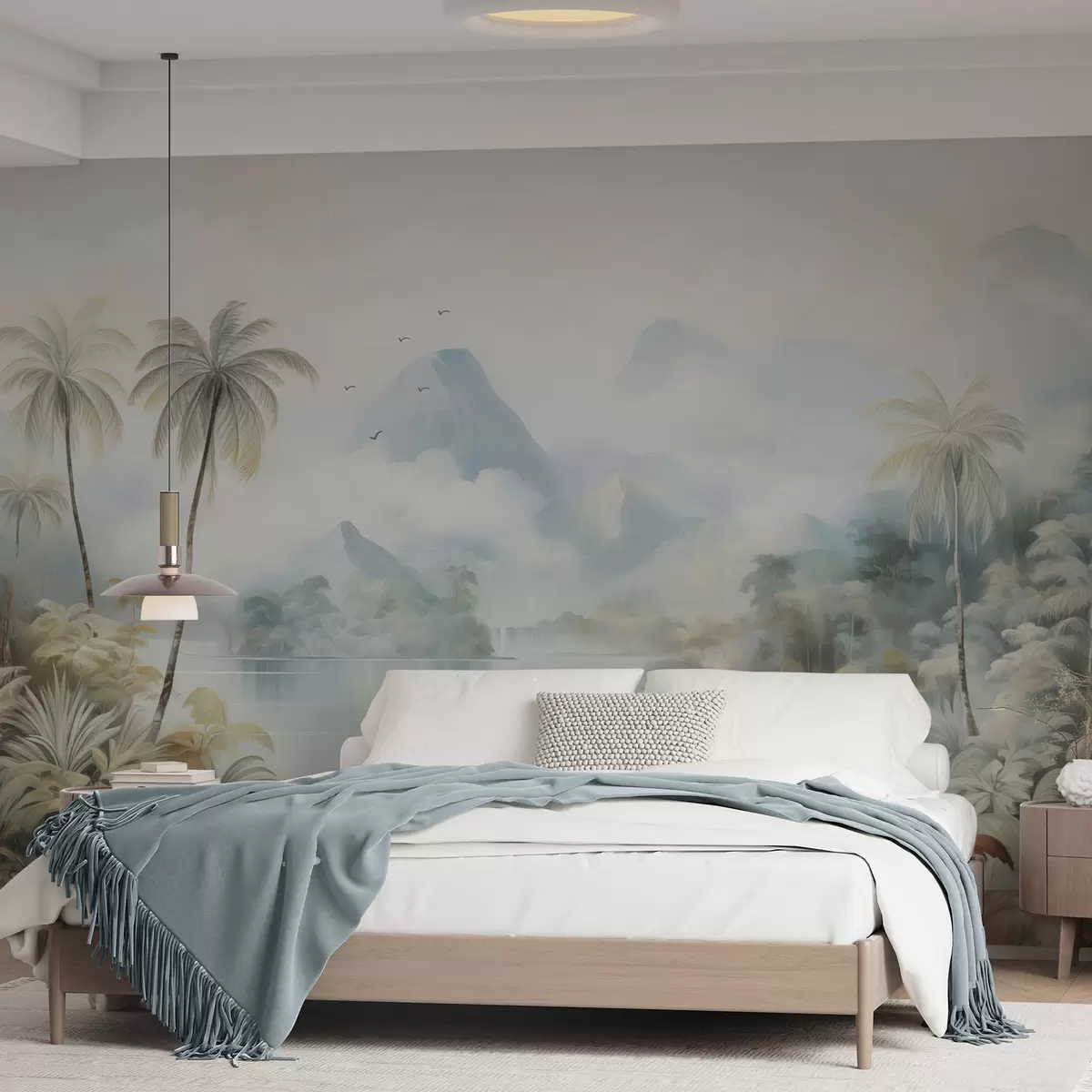 fototapeter Flod i junglen nær bjergene w04536