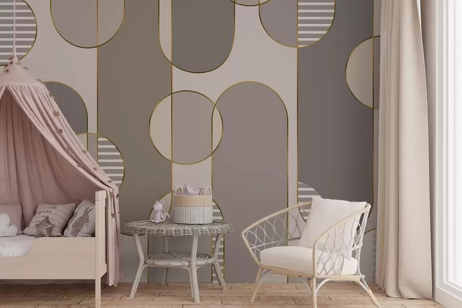 Fototapete Geometrische Abstraktion mit Braun und Linien w04523v2