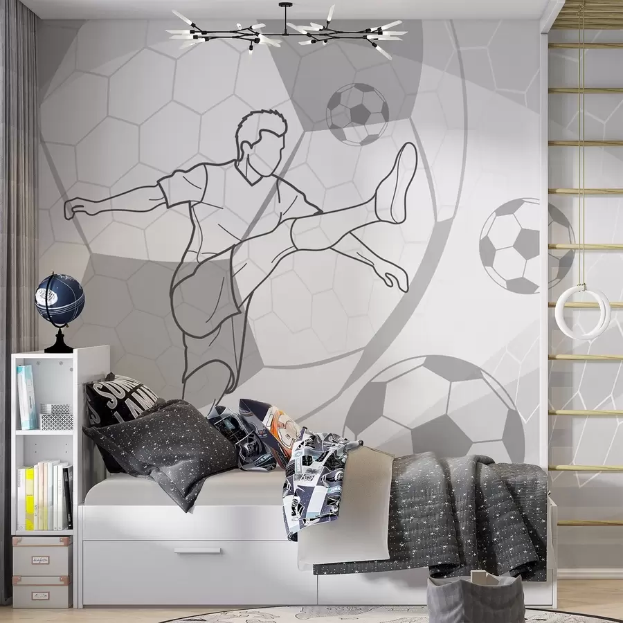 Murale Joueur de football et ballons w04601v1