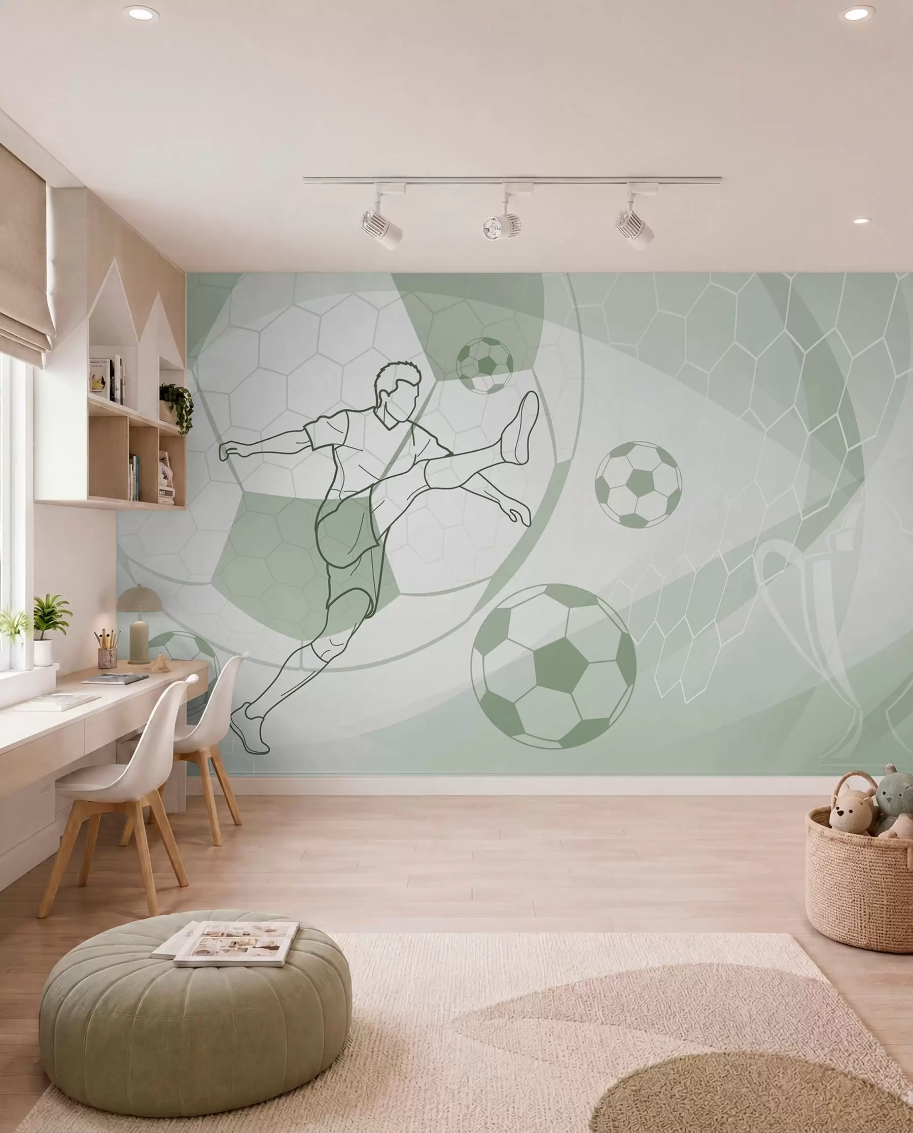 Murale Dessin de football vert w04601v2