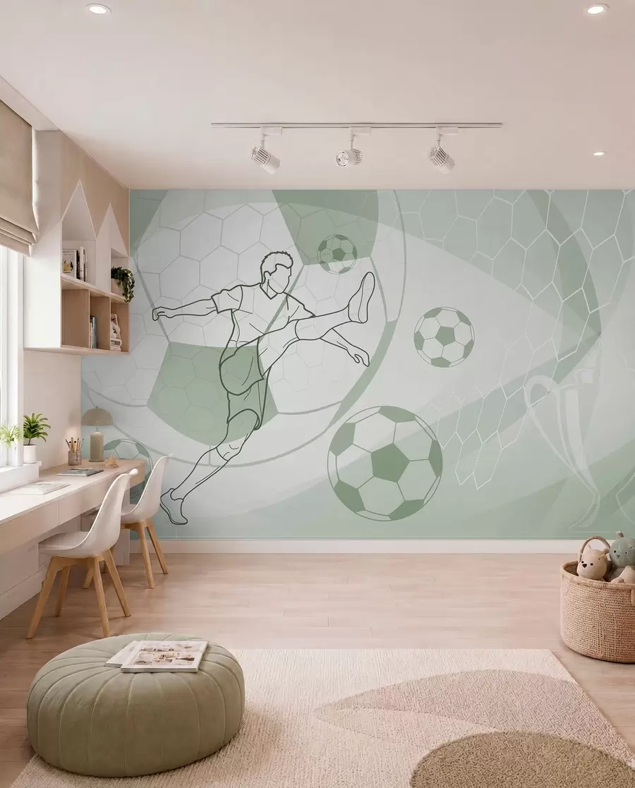 Murale Dessin de football vert w04601v2
