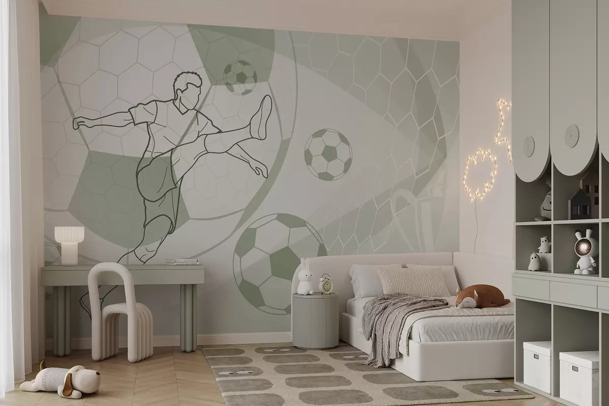 Murale Joueur de football et ballons w04601v2
