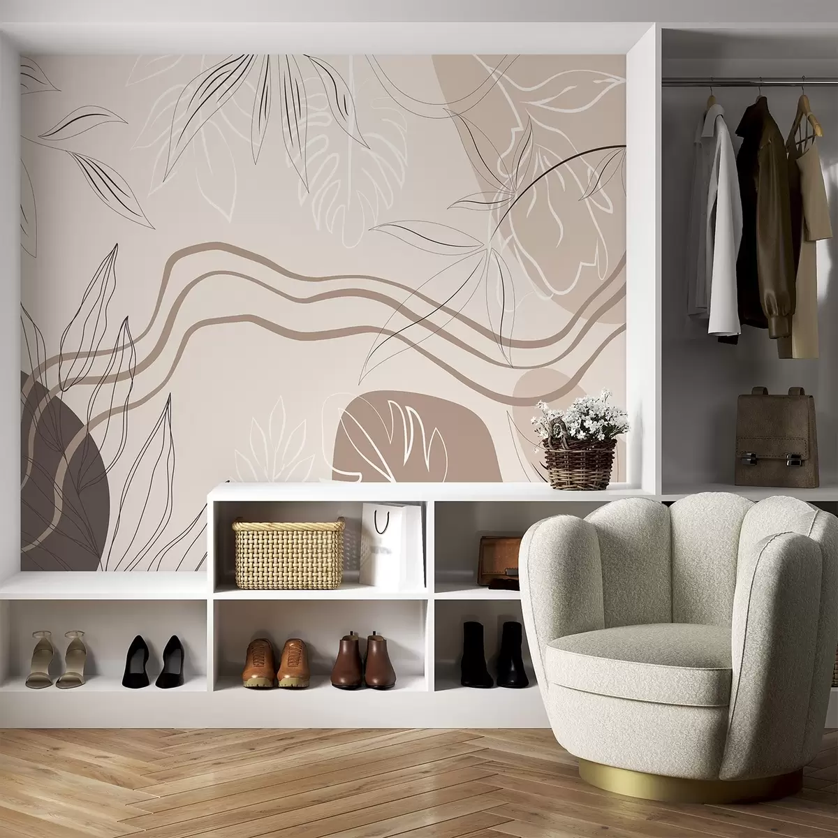 fototapeter Abstrakt med blade w04604