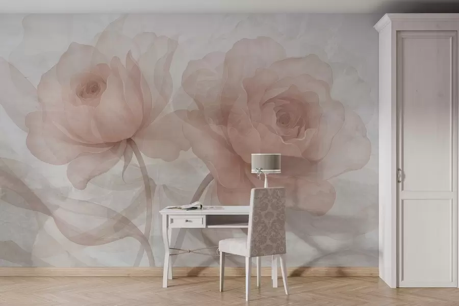 Fototapete Rosen durch Beton w04570