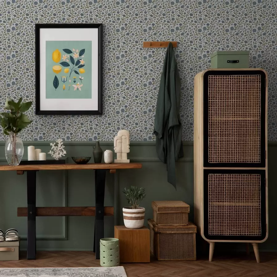 Fototapete Kornblumen und Triebe auf weißem Hintergrund a00588v1