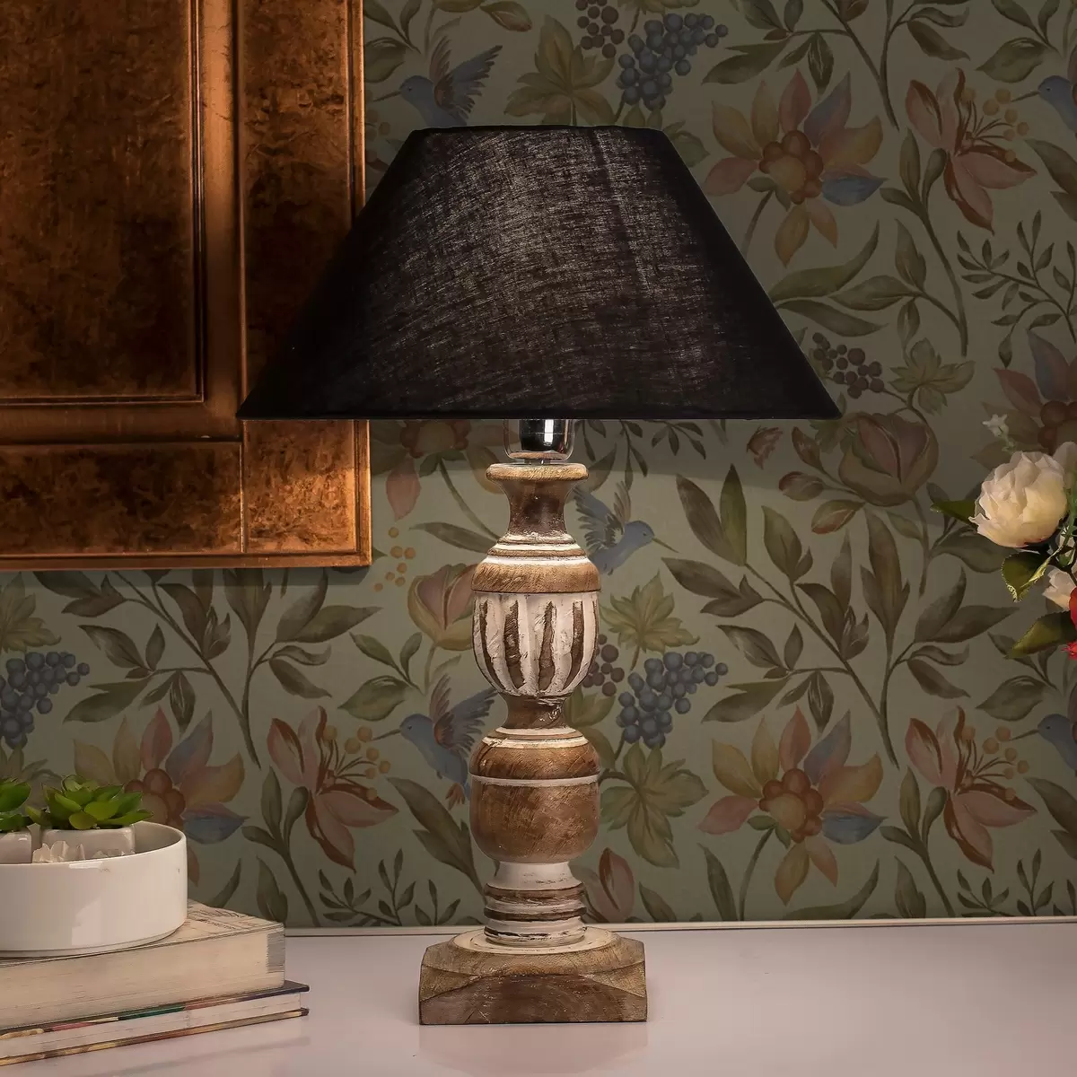 Baggrund Vintage blomster og fugle med druer på en olivenfarvet baggrund a00594