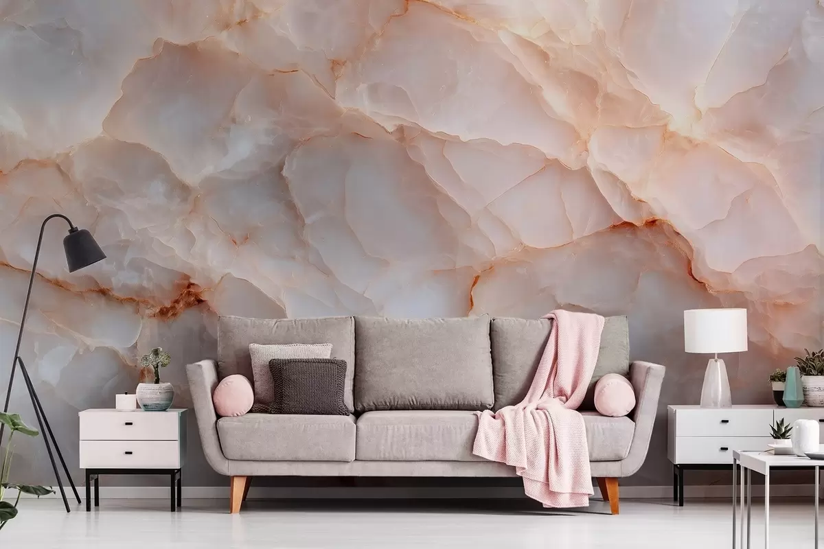 fototapeter Luksuriøs imitation af marmor i beige-grå nuancer med en skinnende effekt w09412