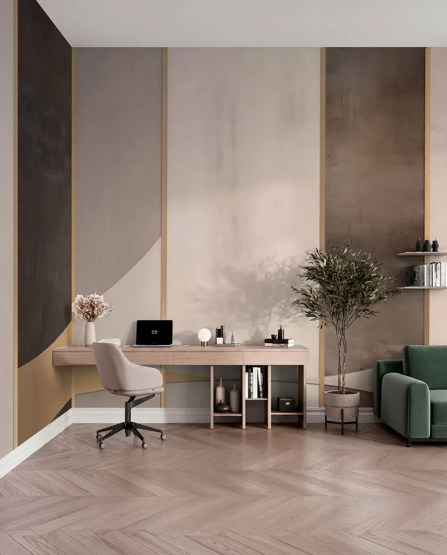 fototapeter Geometriske paneler med buer og champagnefarvede accenter w04616
