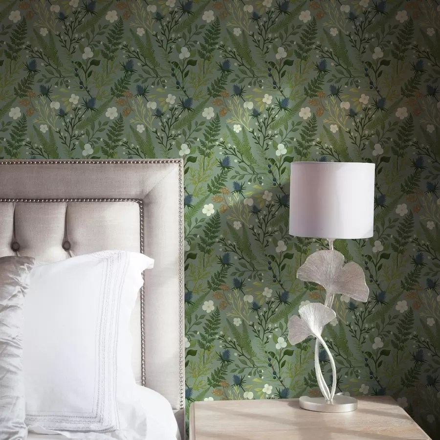 fototapeter Skovurter, cikorie og bær på en baggrund af mynte a00621v1