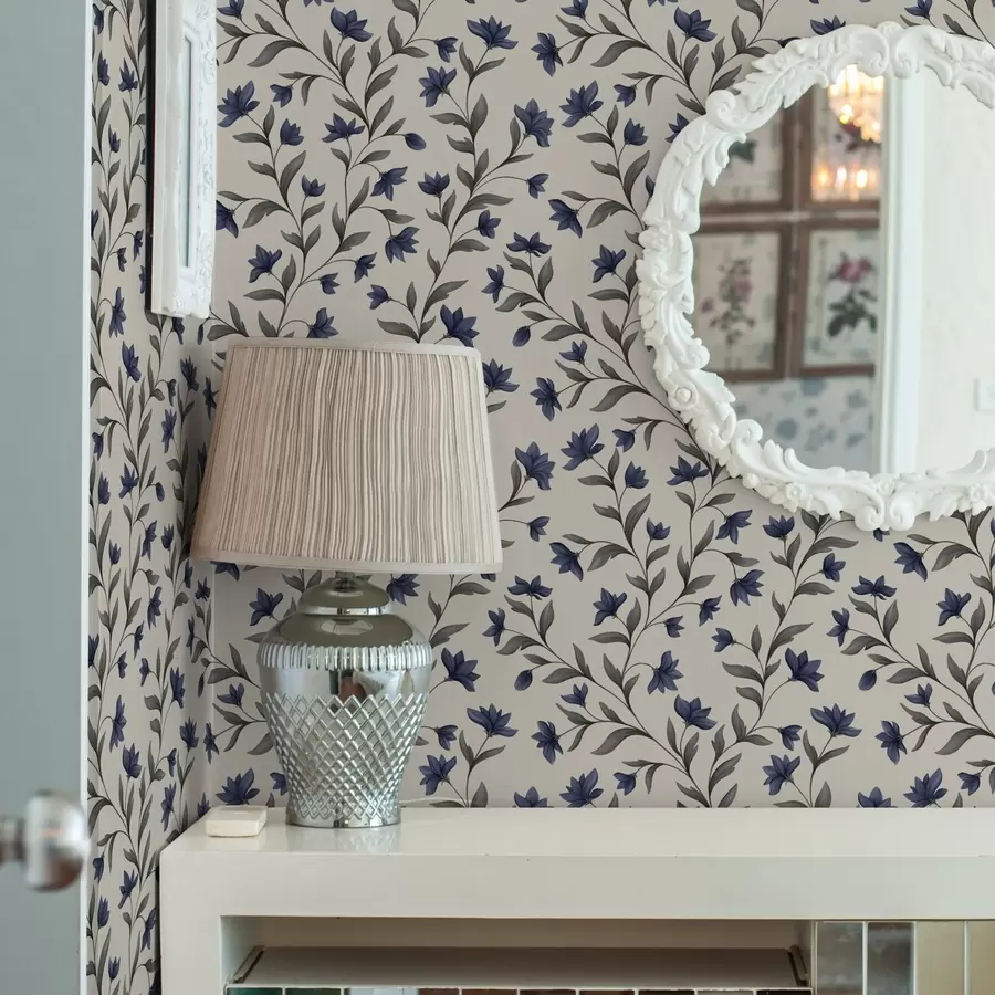 fototapeter Blåklokker og gråt grønt på en lys baggrund a00622v1