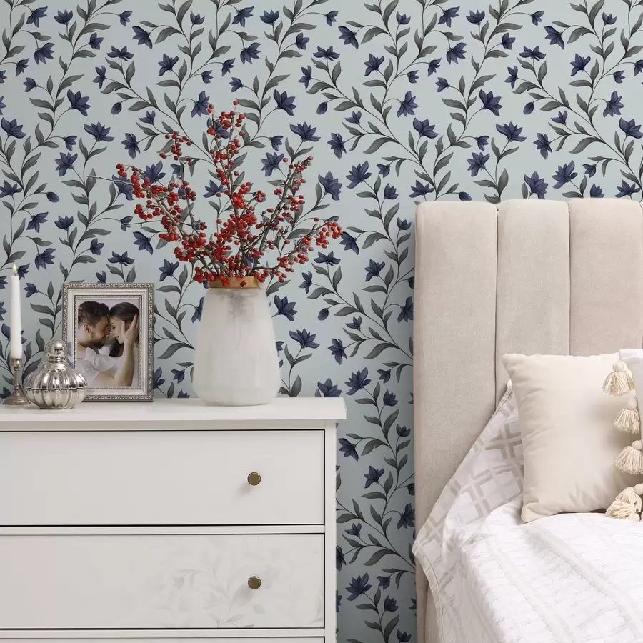 fototapeter Blåklokker på en lyseblå baggrund a00622v3