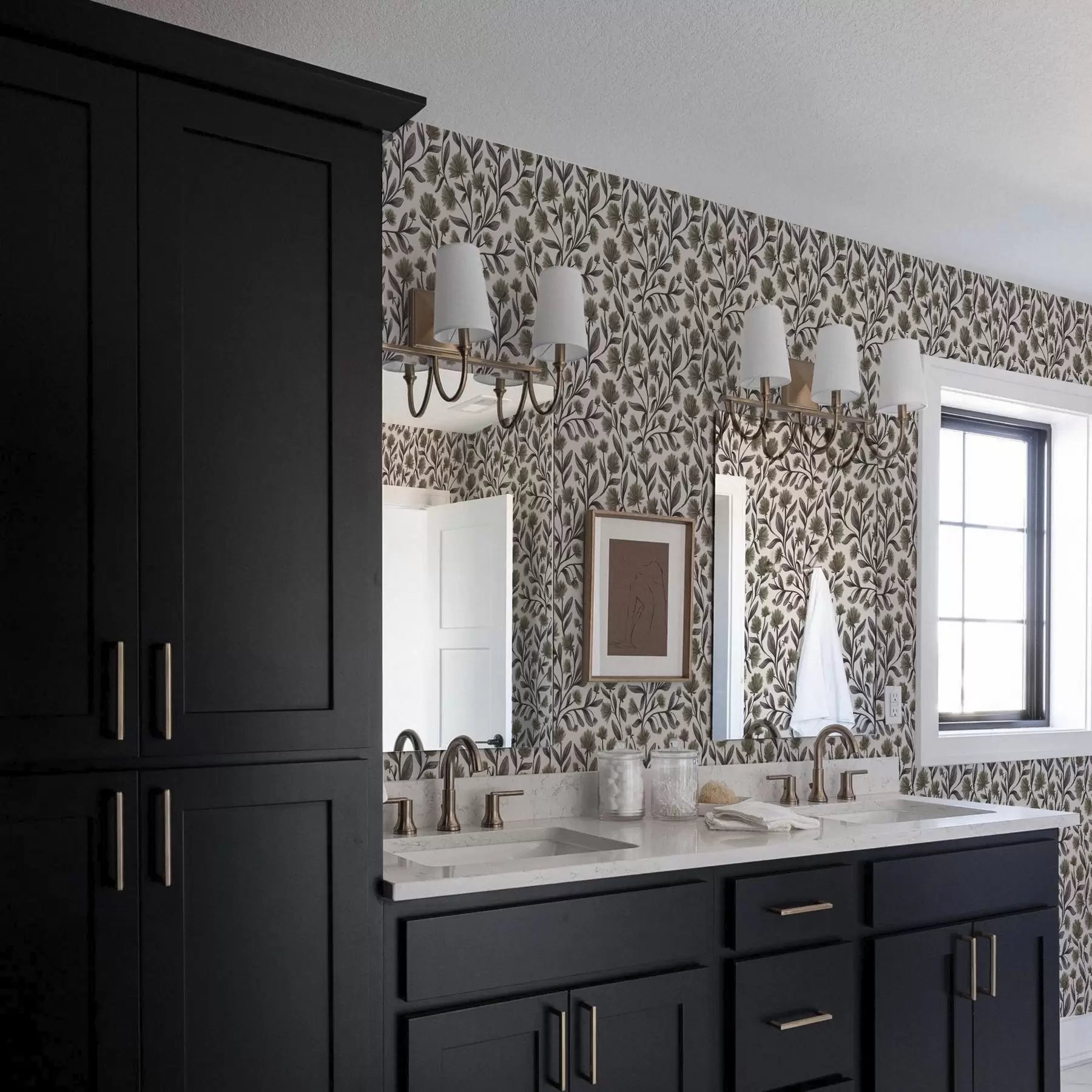 Fototapete Wildblumen in Grau-Oliv-Tönen auf cremefarbenem Hintergrund a00623v1