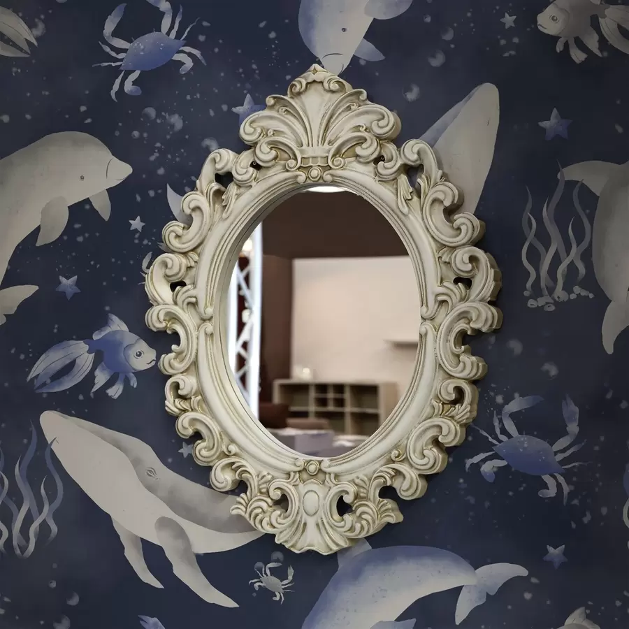 fototapeter Hvaler, delfiner og krabber på en mørkeblå baggrund a00720