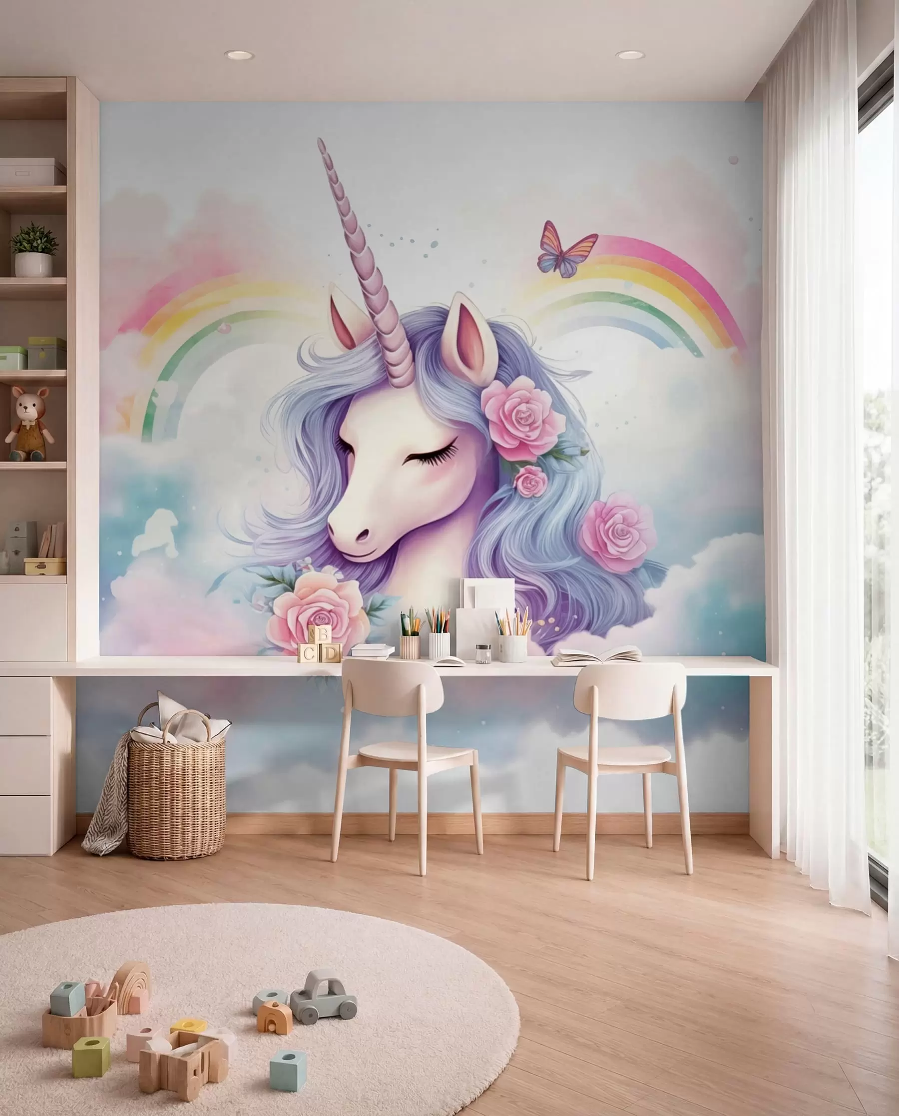 Murale Licorne dans les nuages w03990