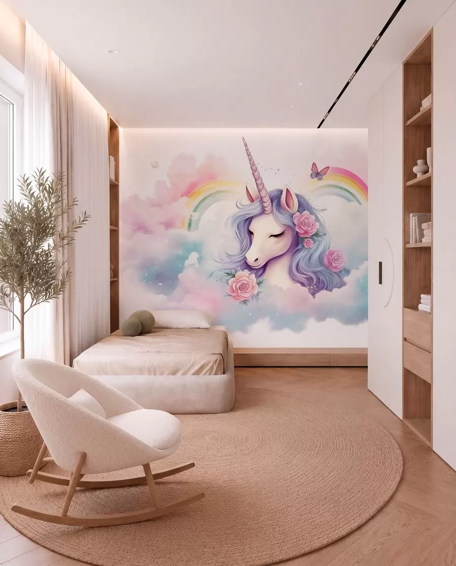 Murale Licorne dans les nuages w03990