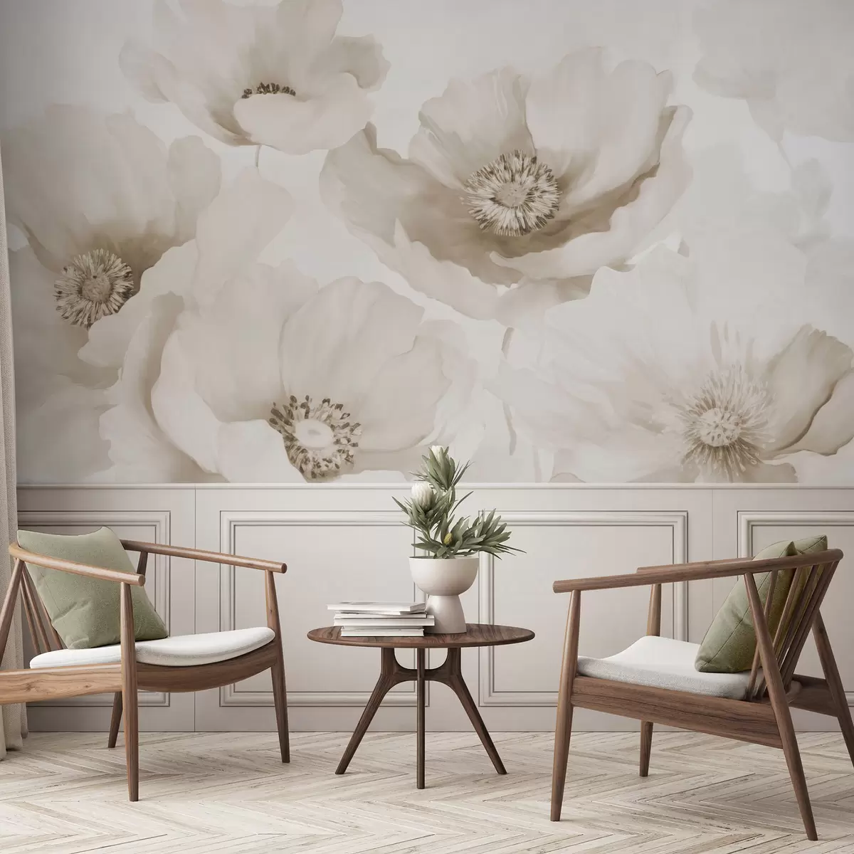 fototapeter Valmuer  beige nuancer w04656v1