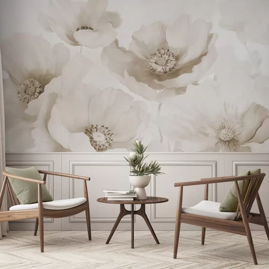 fototapeter Valmuer  beige nuancer w04656v1