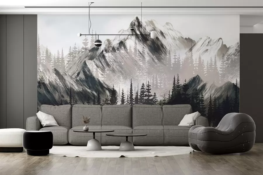 Fototapete Berge und Nadelwald w04666