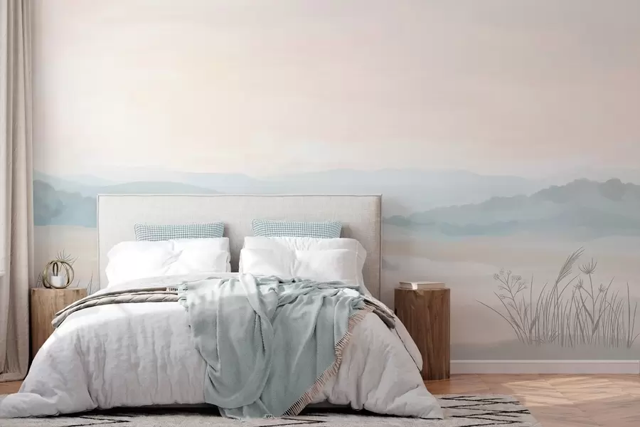 Fototapete leichte, minimalistische Landschaft im Stil der Malerei w04624