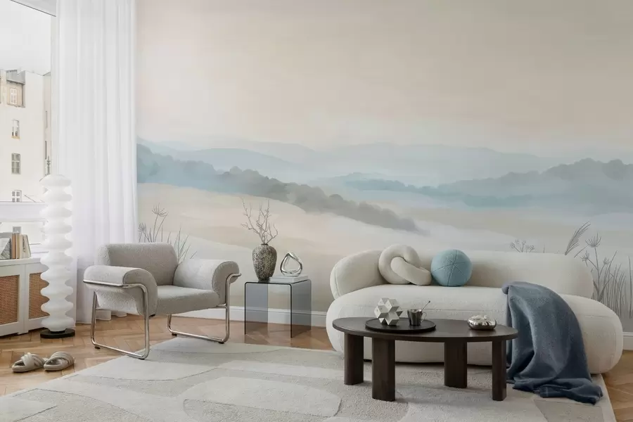 Fototapete leichte, minimalistische Landschaft im Stil der Malerei w04624