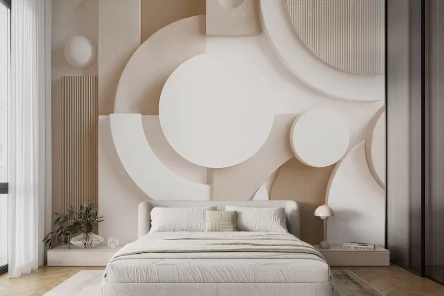 Fototapete Moderne volumetrische Abstraktion in Beigetönen w09441v1