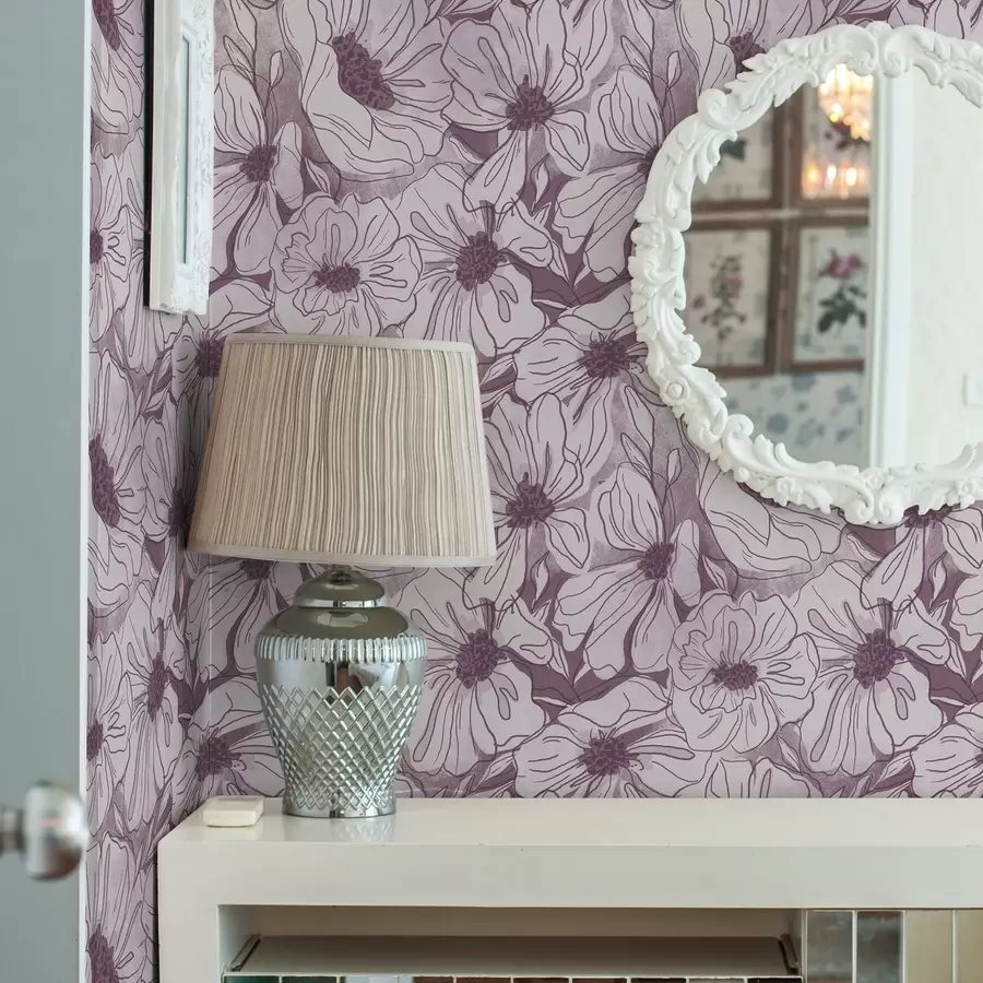 fototapeter Lineære blomster i en kølig lilla-rosa palet a00636v1