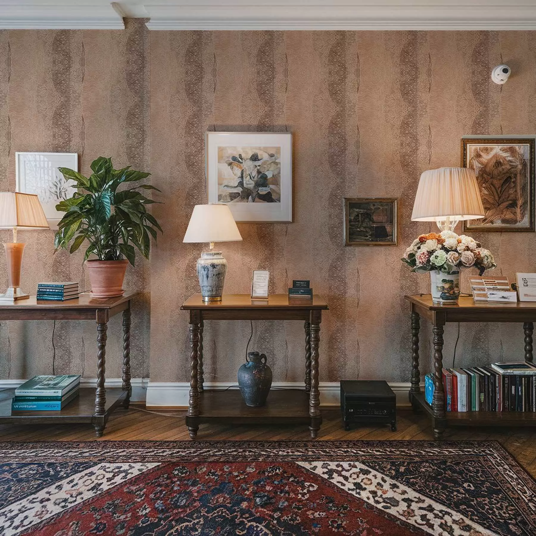 fototapeter Bølget geometrisk mønster i en lys beige-brun farvepalet a00804