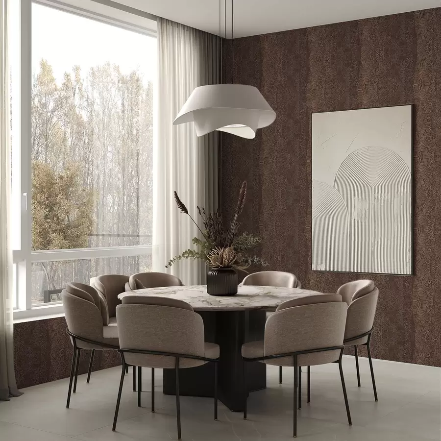 Murale Motif abstrait ondulé dans des tons bruns chauds a00804v1