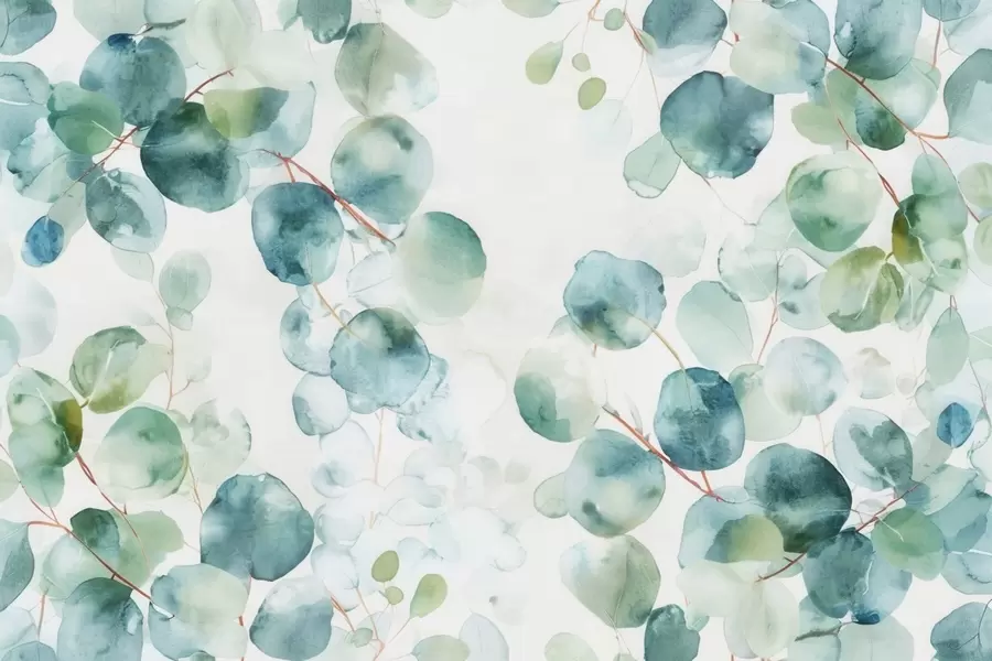 fototapeter Eukalyptusblade akvarel w04690