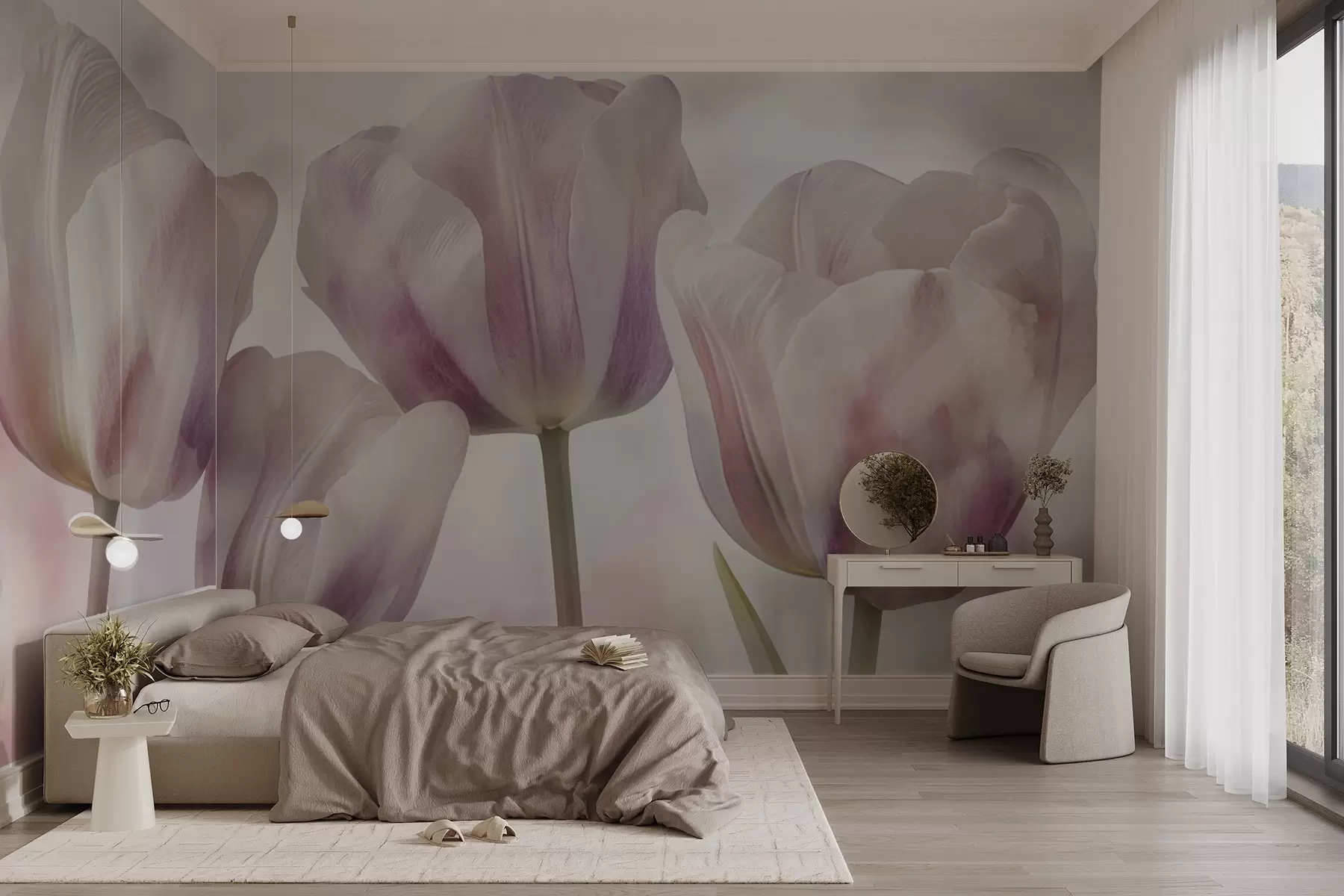 fototapeter Tulipaner i bløde farver w04700