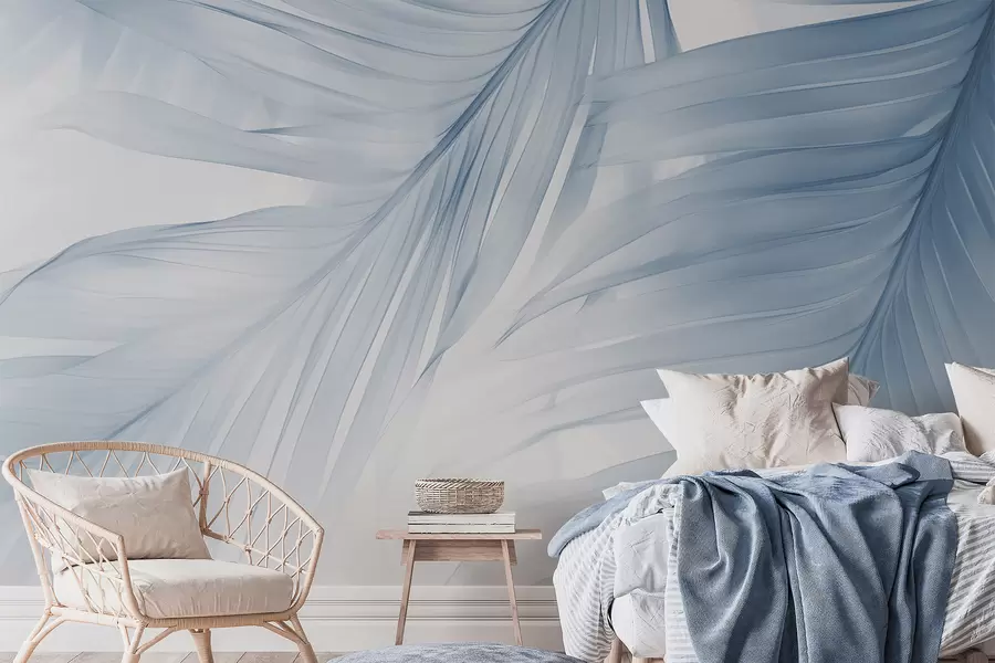 fototapeter Bregneblade i blå nuancer w04727v1