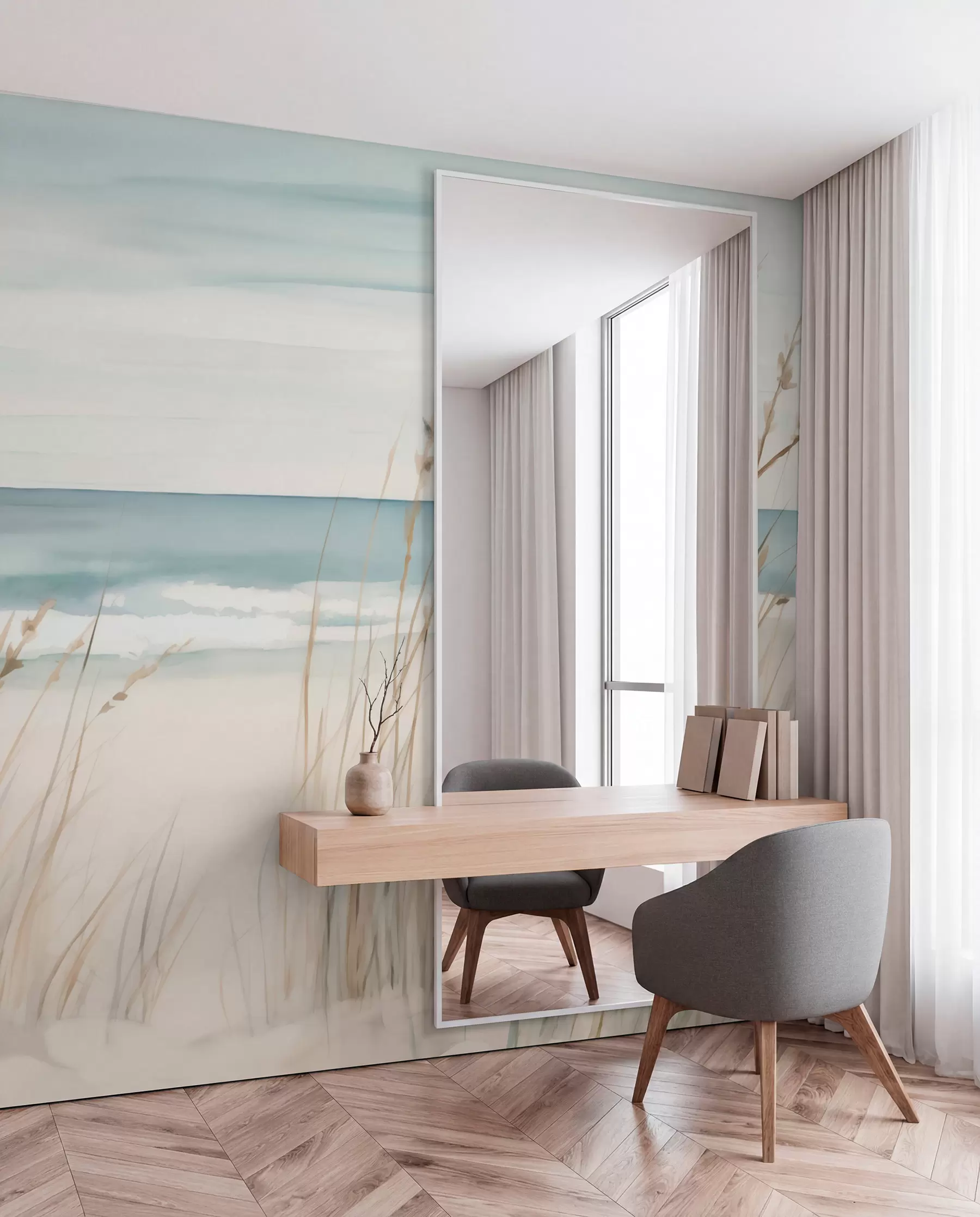 fototapeter Blødt græs ved havet w04737