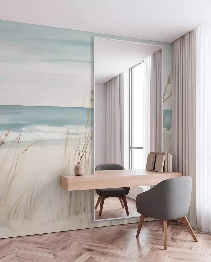 fototapeter Blødt græs ved havet w04737