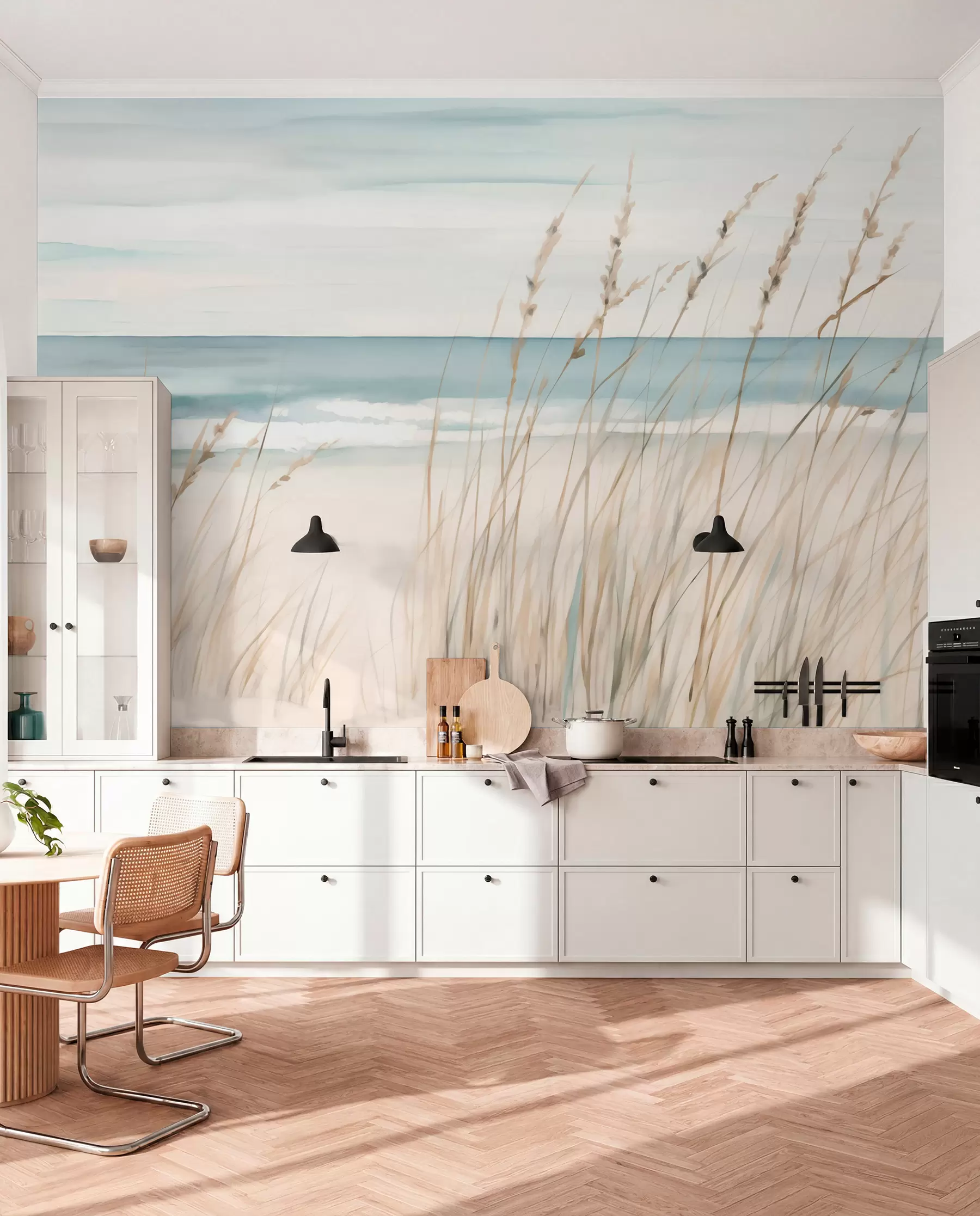 fototapeter Blødt græs ved havet w04737