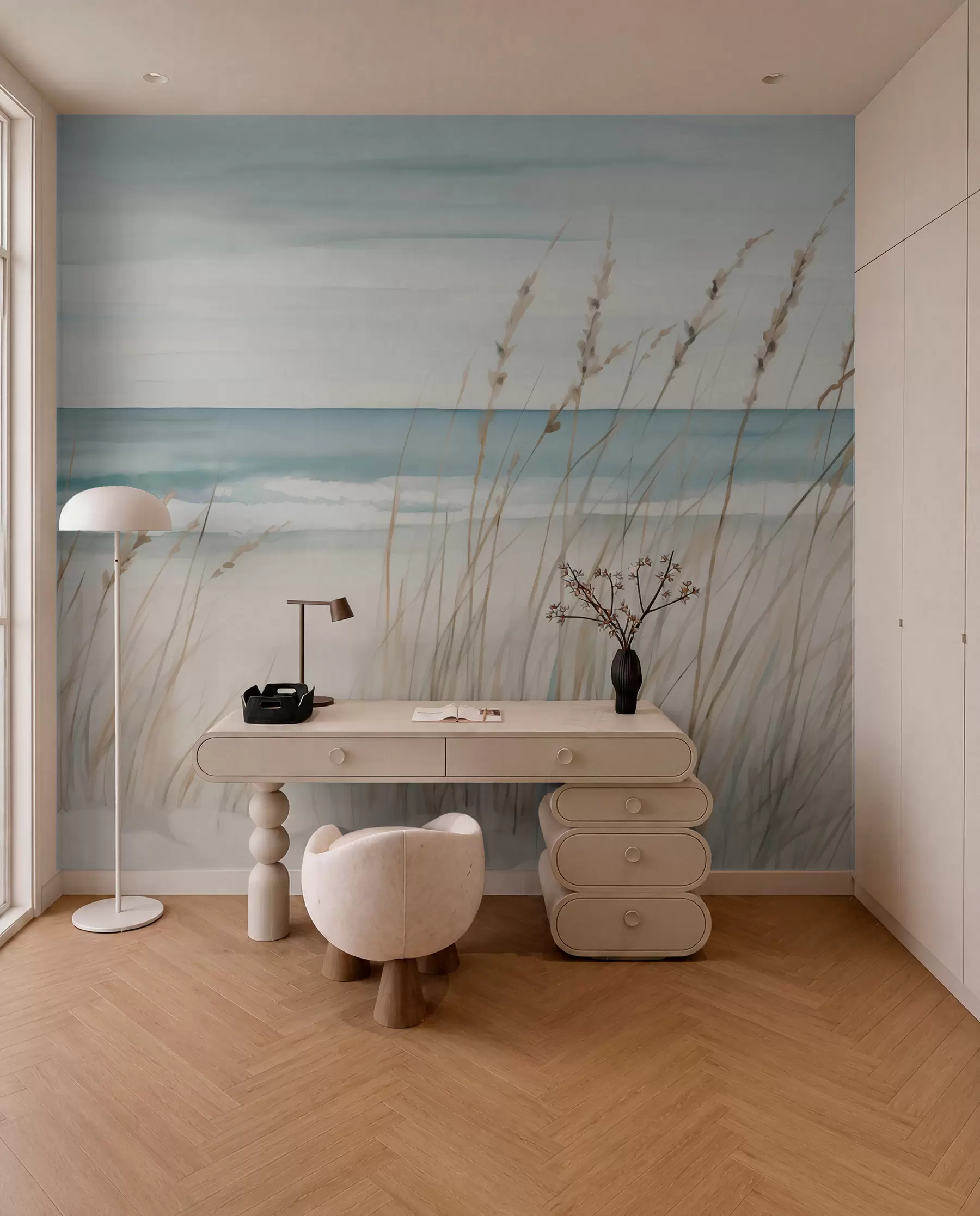fototapeter Blødt græs ved havet w04737