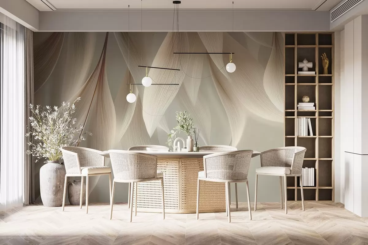 Murale Feuilles suspendues aux contours stylisés w04706