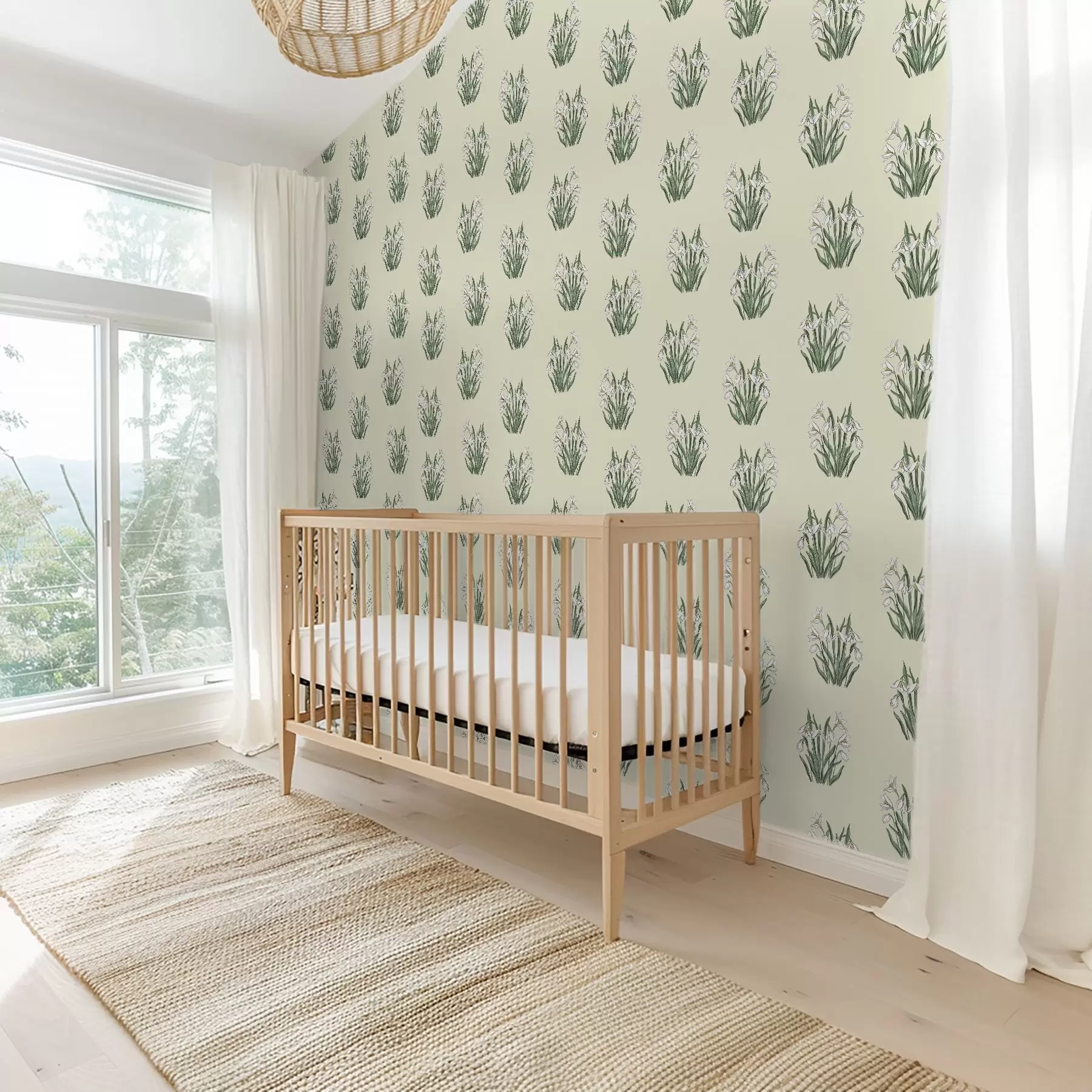 fototapeter Vintergækker med grønne blade på en cremet baggrund a00651v2