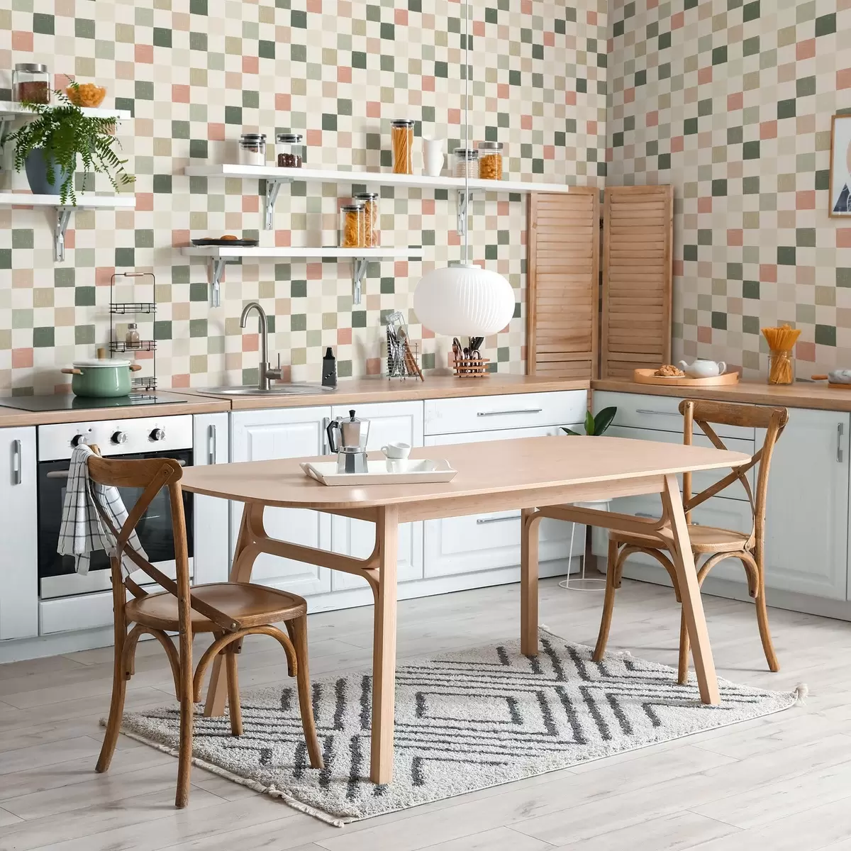 Baggrund Blødt plaid i pastellgrønne, lyserøde og beige nuancer a00676