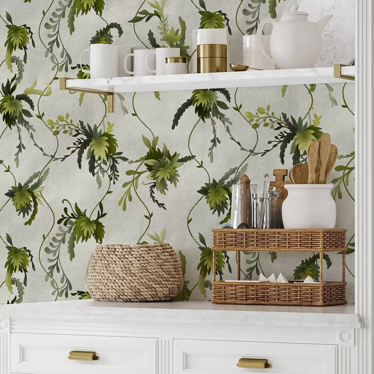 Baggrund Klatrende grene med blade på en lys baggrund a00806