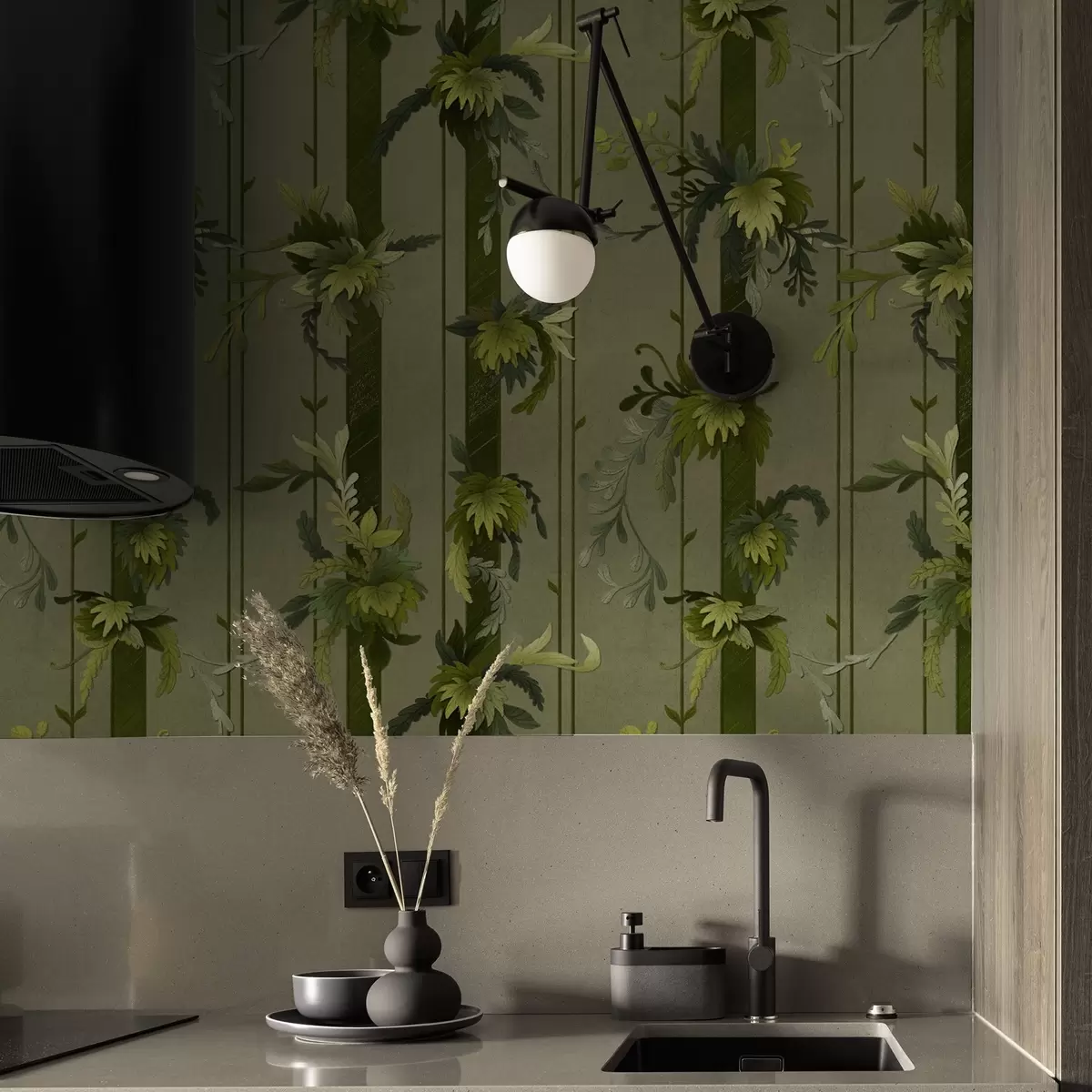 Baggrund Vinstokblade og drueklaser i lysegrønne akvarel-farver a00807