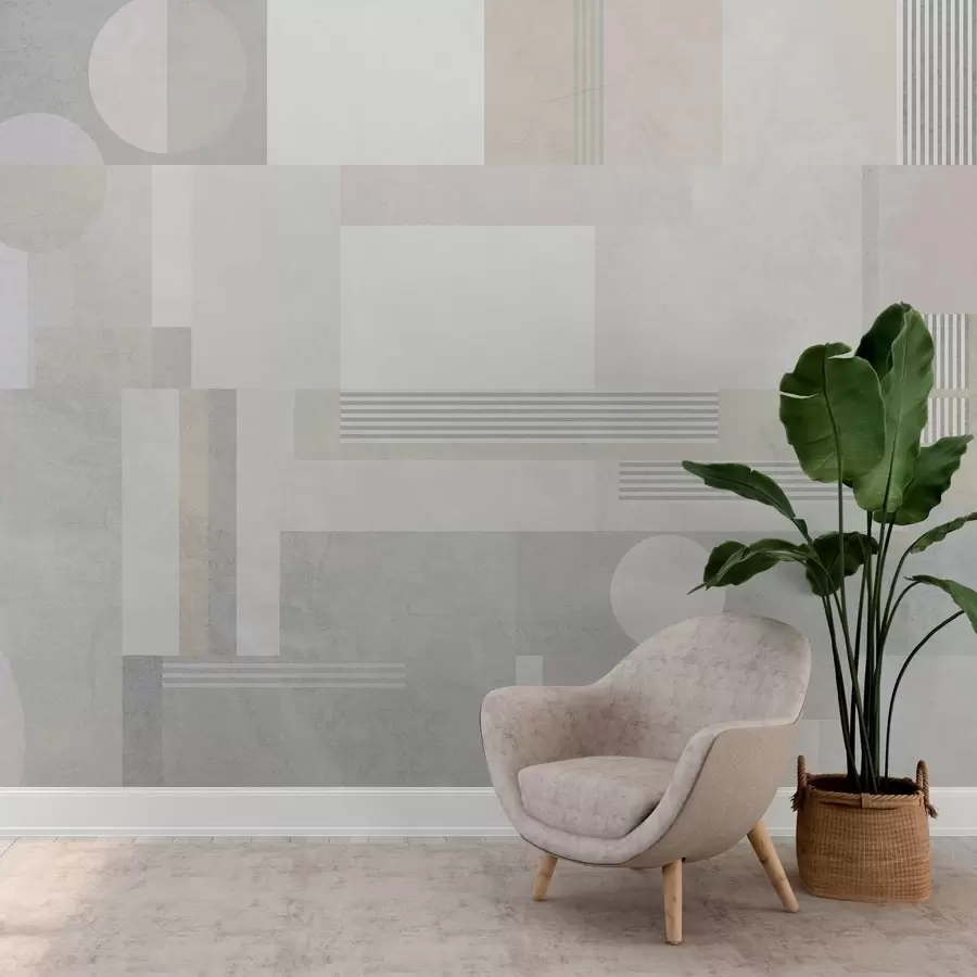 fototapeter abstrakt geometri i grå og beige nuancer w04635