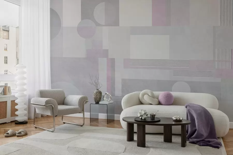 Fototapete abstrakte Geometrie in Grau- und Lavendeltönen w04635v1