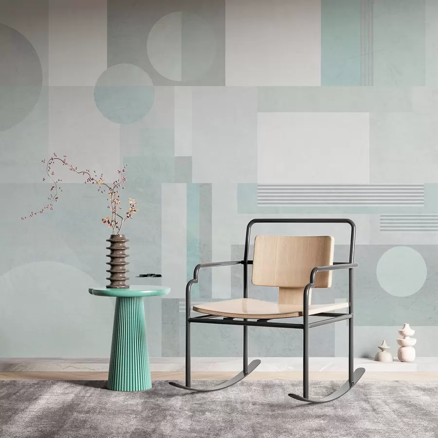 fototapeter abstrakt geometri i grågrønne nuancer w04635v3