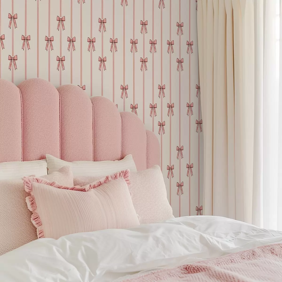 Baggrund Lodrette bånd med sløjfer, elfenbensfarvet baggrund a00653