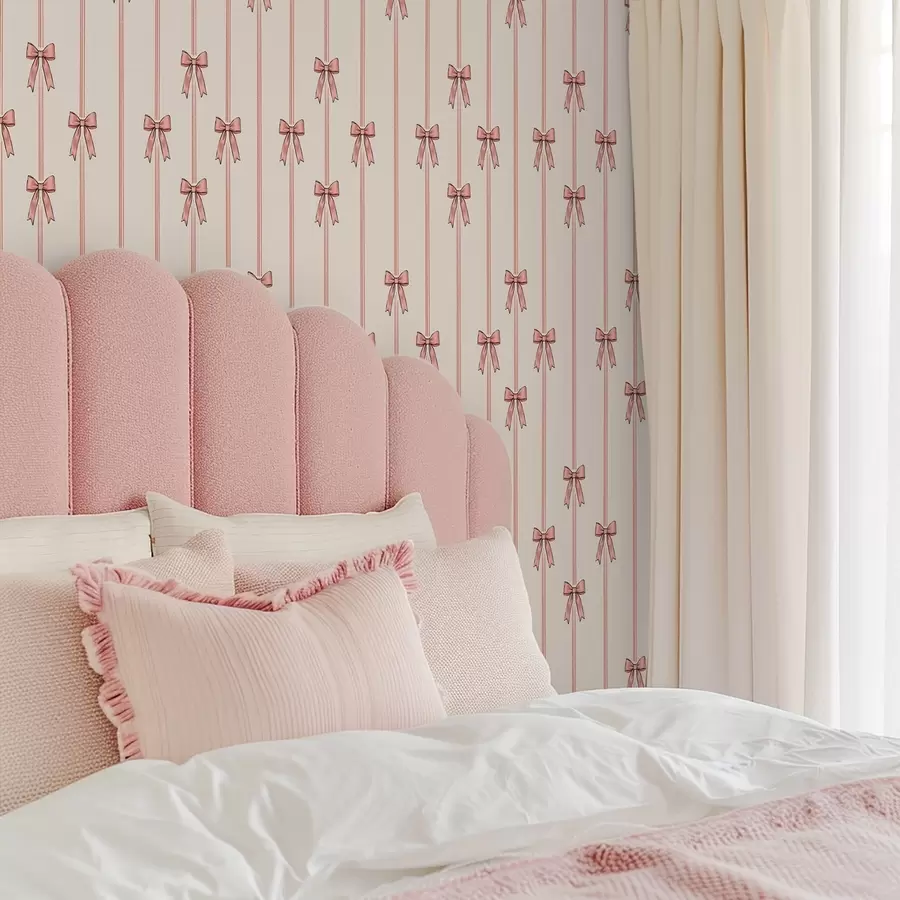 fototapeter Lodrette bånd med sløjfer, elfenbensfarvet baggrund a00653