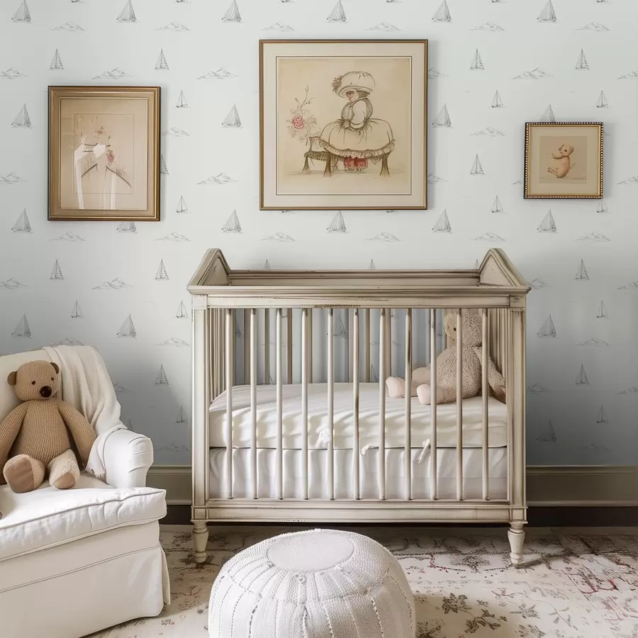 fototapeter Skitsér lystbåde og øer, lys baggrund a00654v2