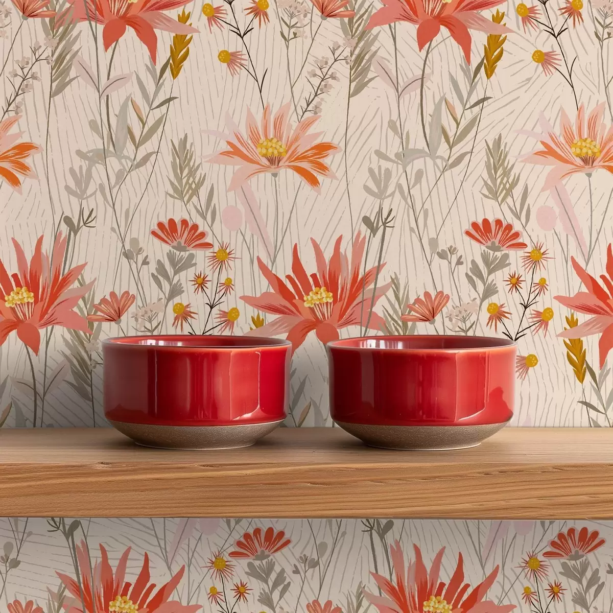 Baggrund Vilde blomster i varme farver på beige baggrund a00751