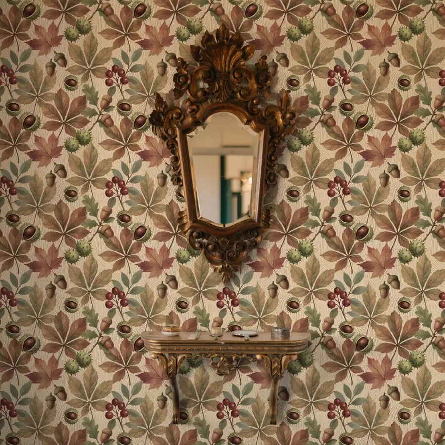 Fototapeter Efterårsblade, agern og bær på beige baggrund a00754 køb DK - Uwalls.dk fototapeter Efterårsblade, agern og bær på beige baggrund a00754