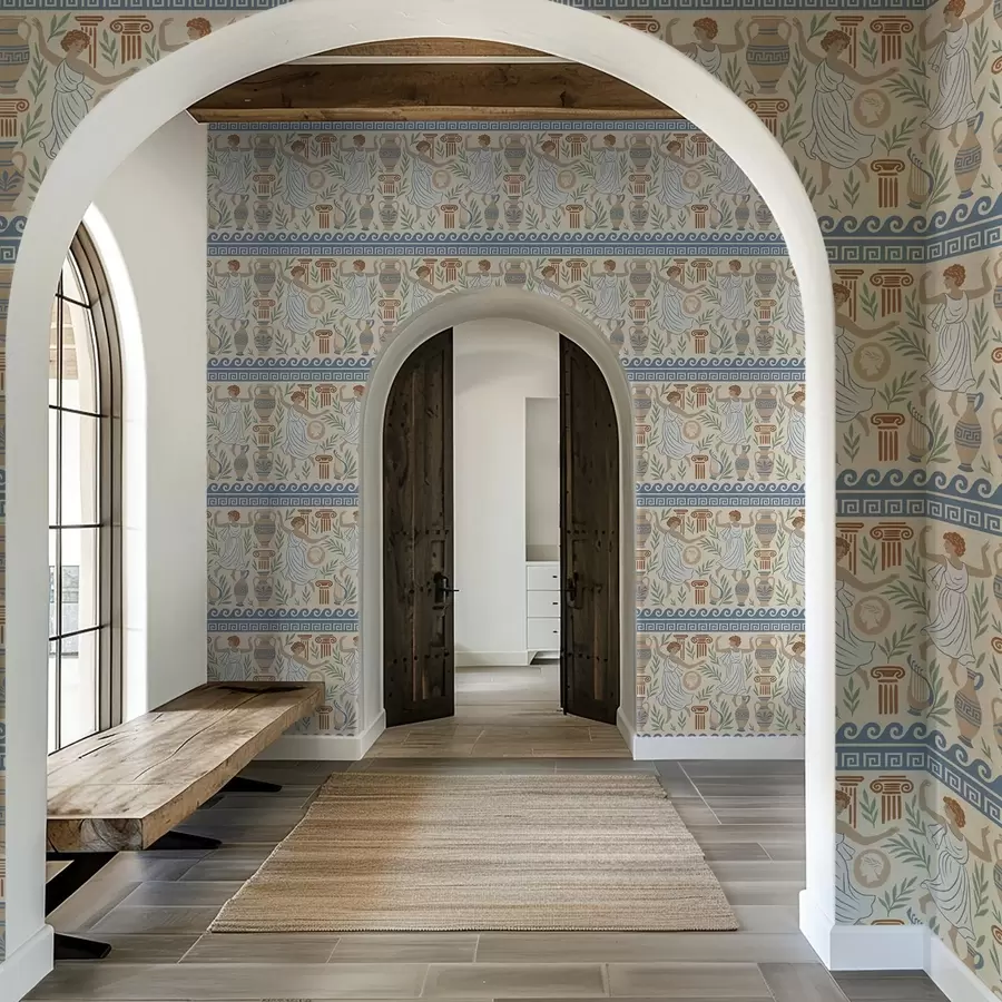 Fototapeter Antik græsk ornament med figurer, vaser og søjler a00768 køb DK - Uwalls.dk fototapeter Antik græsk ornament med figurer, vaser og søjler a00768