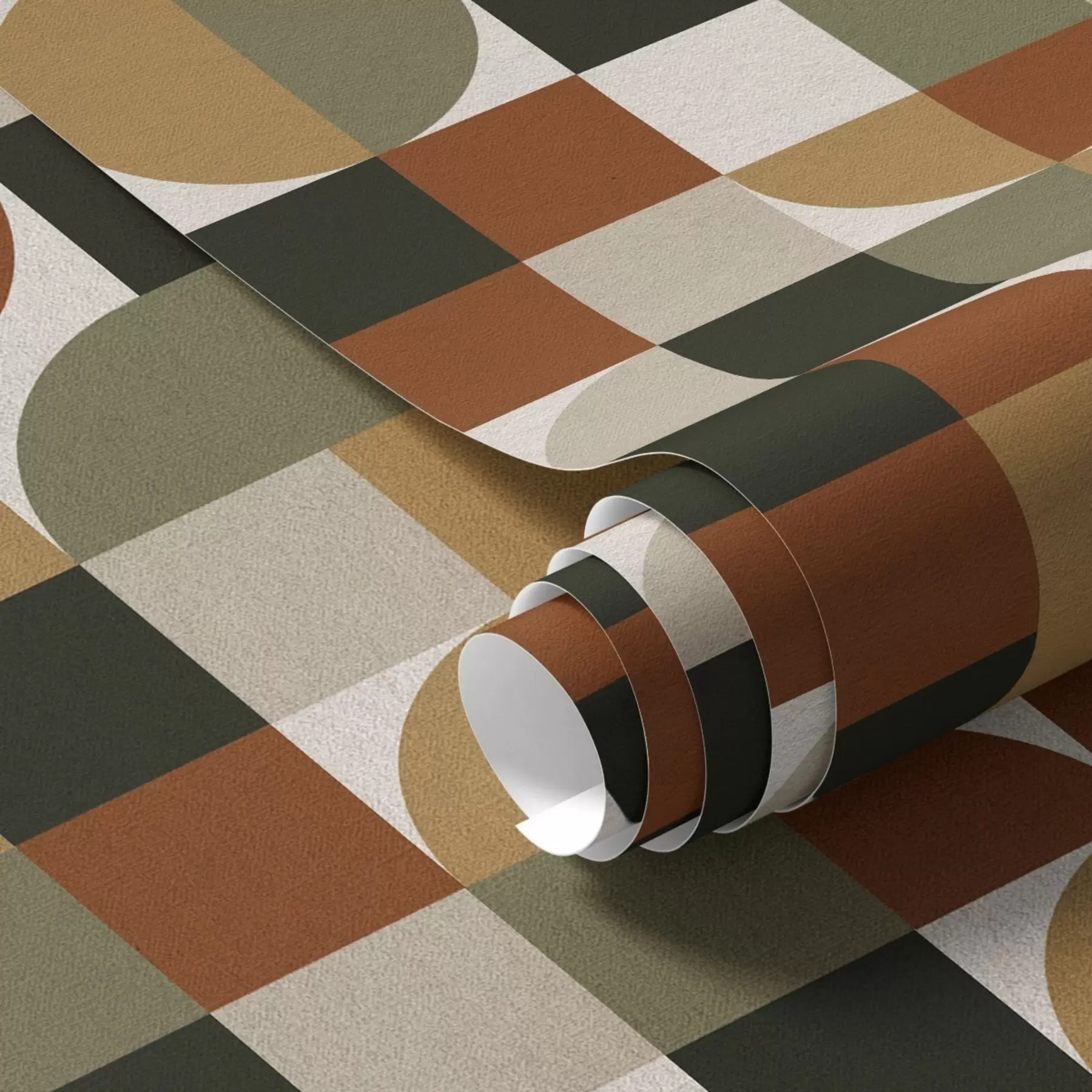 Murale Géométrie modulaire dans des tons chauds et terreux a00770